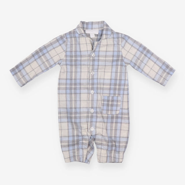 Romper Collared Blue and Grey Check