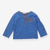 Blue Striped Long Sleeve with Pocket