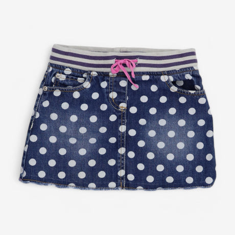 Denim Skirt White Spotted Grey Waistband