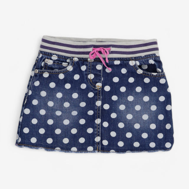 Denim Skirt White Spotted Grey Waistband