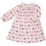 Smock Peter Pan collar dress - Pink Cats