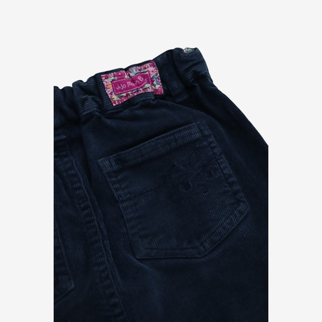 Girls cord trousers navy Floral Lining