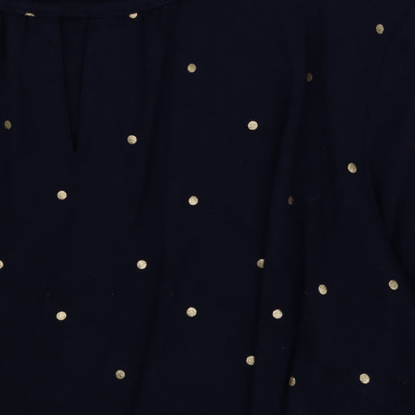Navy Gold Spot Jersey Tea Dress Tie Waist