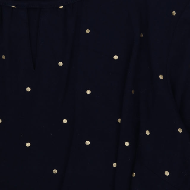 Navy Gold Spot Jersey Tea Dress Tie Waist