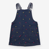 Pinafore Denim with Yellow and Pink Heart Applique