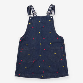 Pinafore Denim with Yellow and Pink Heart Applique