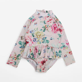 Swim costume Long Sleeve Pink Floral Tutu