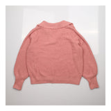 Dusky Pink Rib Knit Jumper with Crochet Collar