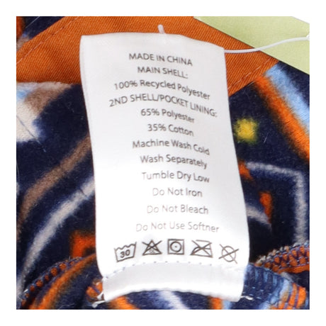 Orange Navy Aztec Full Snap Popper Fleece Jacket
