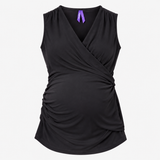 Black Maternity and Nursing Wrap Vest Top