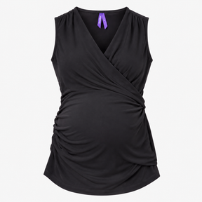 Black Maternity and Nursing Wrap Vest Top