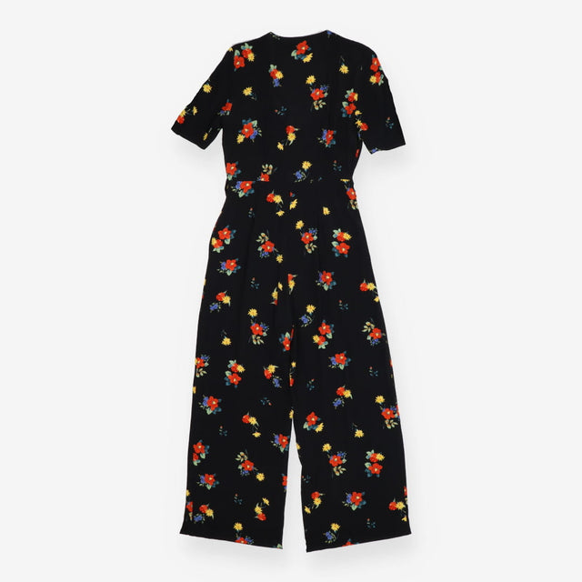 Black Floral Jumpsuit – Gold Zip Short Sleeve