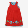 Dress SS jersey red white flowers birds