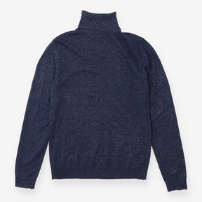 Blue Sparkle Roll‑Neck Jumper Metallic Knit
