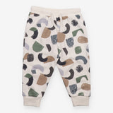 Joggers white with brushstroke style shapes