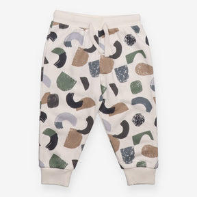 Joggers white with brushstroke style shapes