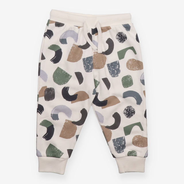 Joggers white with brushstroke style shapes