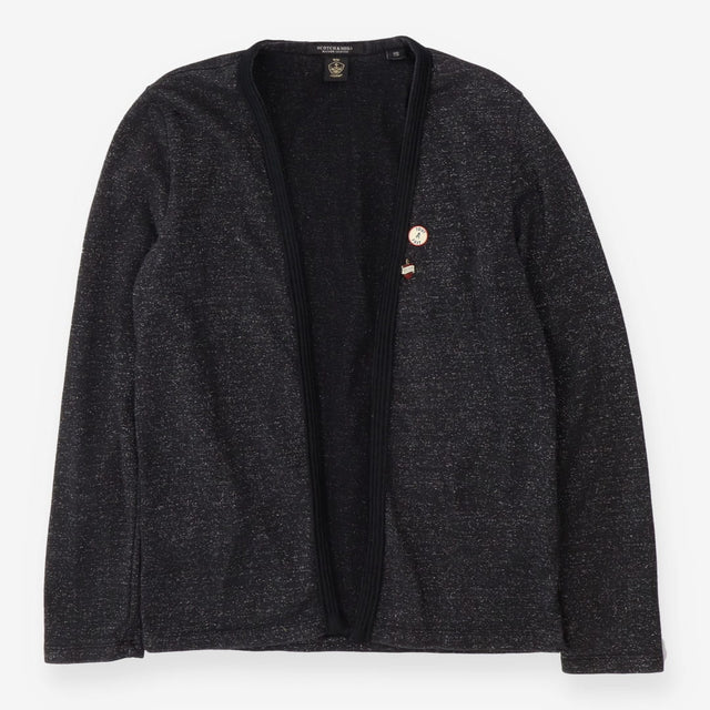 Dark Grey Silver Cardigan Metallic Knit