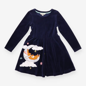 Dress Long Sleeve Velour Navy Sleeping Bunny in th