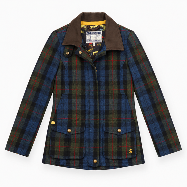 Field Jacket Navy Green Red Check Cord Collar