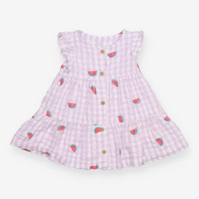Dress pink check watermelon