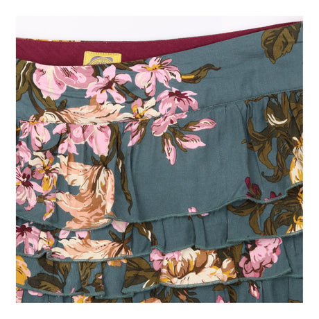 Mini Skirt Dark Teal Floral Tiered Ruffle