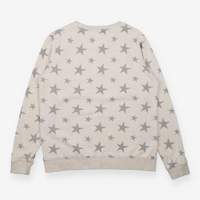 Sweatshirt Jumper Oatmeal Grey Star Print Cotton B