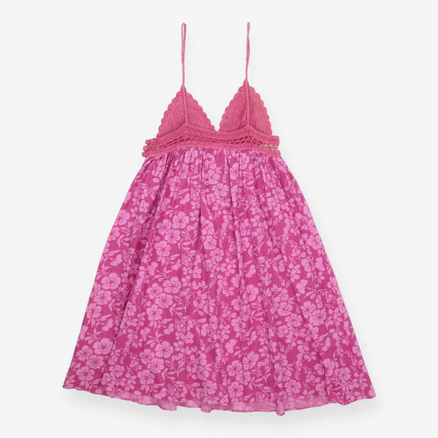 Bibico Pink Crochet Top Sun Dress Cotton Summer Bo