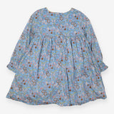Dress LS blue autumn floral smocked