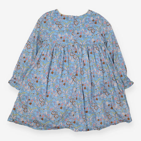 Dress LS blue autumn floral smocked