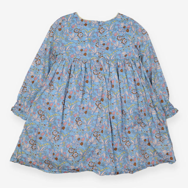 Dress LS blue autumn floral smocked