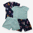 Pyjama Shorties 2 pack Navy Party Animals and Turq