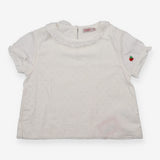 Tunic Blouse Collared White with Strawberry Appliq