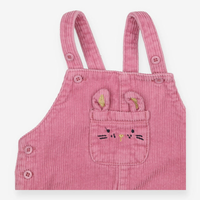 Pinafore Dress Pink Cord Bunny Pocket