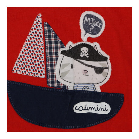 Romper red navy stripes pirate cat