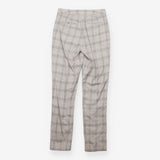 Grey Wool Blend Checked Slim Tailored Trousers