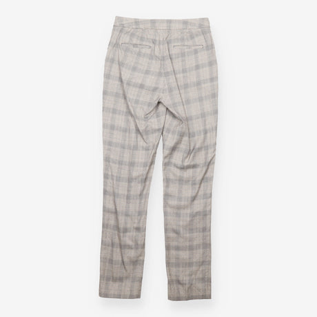 Grey Wool Blend Checked Slim Tailored Trousers