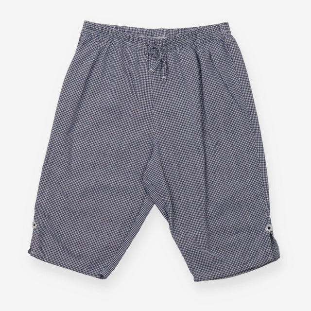 Long Short Check Blue and White with Embroidery Fl
