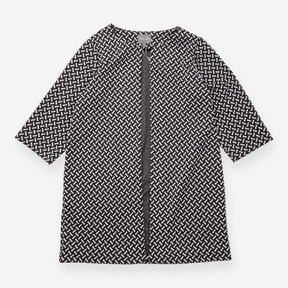 Phase Eight Black White Geometric Textured Open Fr