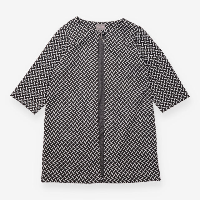 Phase Eight Black White Geometric Textured Open Fr