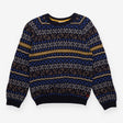 Sweater knit  Navy blue white brown design