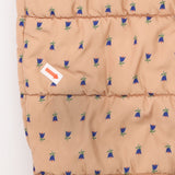 Pramsuit pink blue flower fleece lining stripe hoo