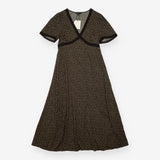 Midi Dress Black Ditsy Floral Lace Detail