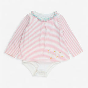 T-shirt bodysuit pink and white with geese