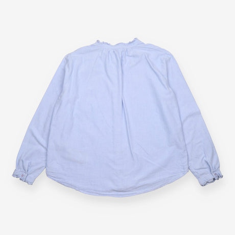 Cotton Chambray Shirt with Ruffle Trim