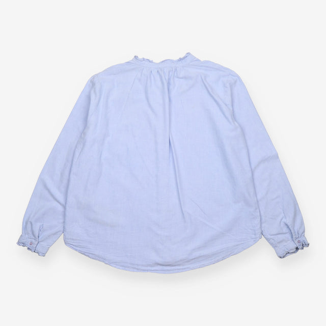 Cotton Chambray Shirt with Ruffle Trim