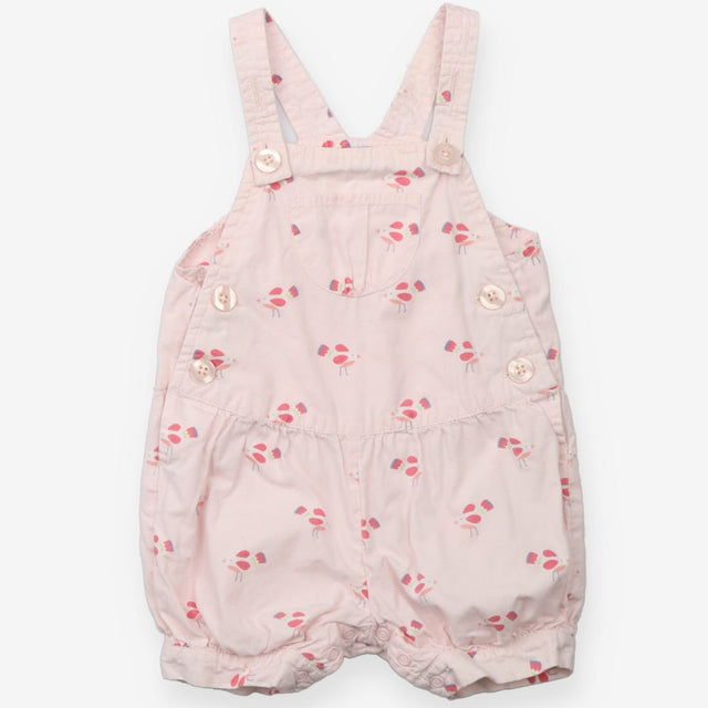 Dungaree shorties pink with birds