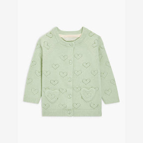John Lewis Baby Heart Pointelle Cardigan