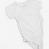 Bodysuit white wrap short sleeve