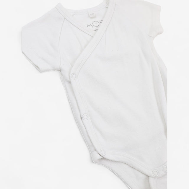 Bodysuit white wrap short sleeve